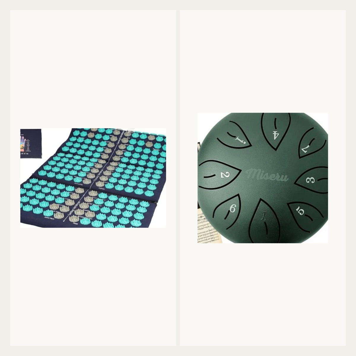 Miseru spijkermat en Miseru handpan samen