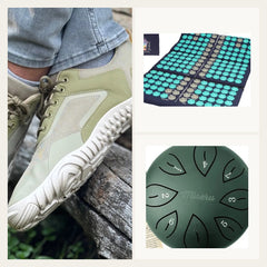 Het Hele Ritueel bundel: barefoot schoenen, Miseru spijkermat en Miseru handpan
